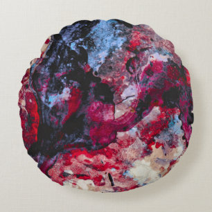 Red Agate Crystal Geode Abstract Round Cushion