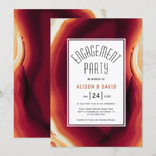 Red agate slice fall wedding engagement party invitation