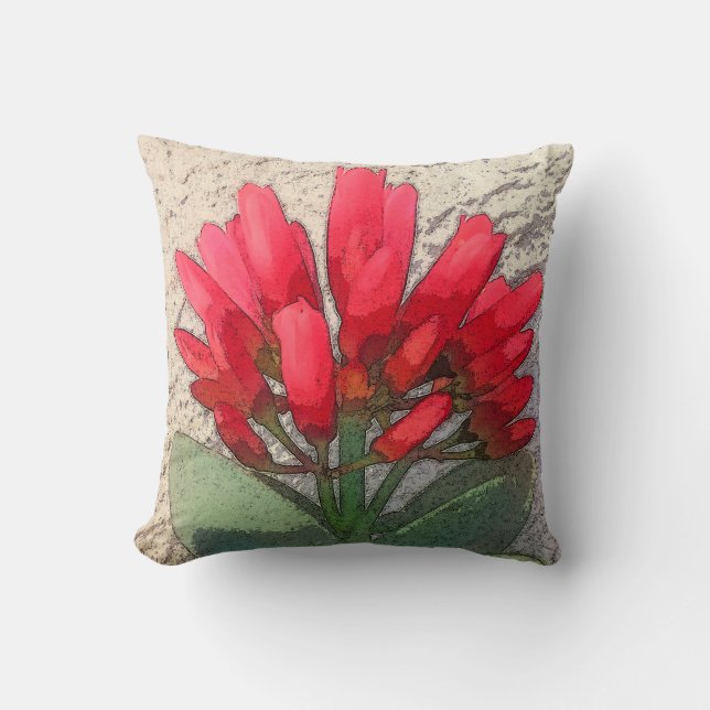 Red Agave Flowers Cushion (Front)