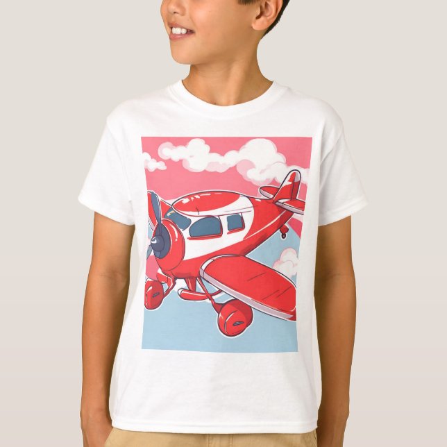 Red Airplane Ai art  T-Shirt (Front)
