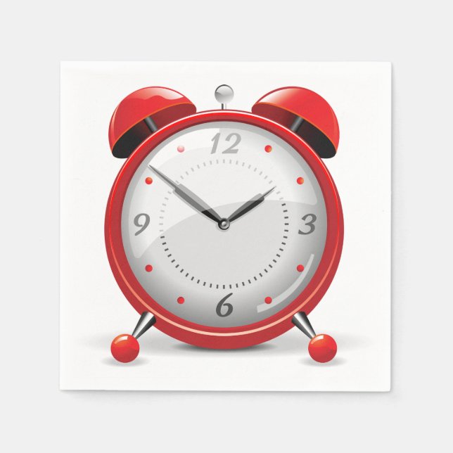 Red Alarm Clock Paper Napkins (Front)