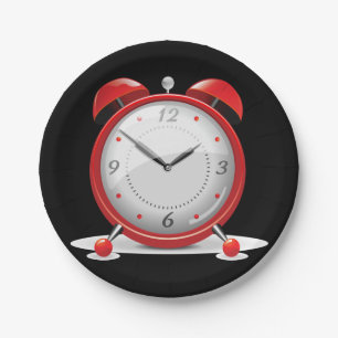 Red Alarm Clock Paper Plates