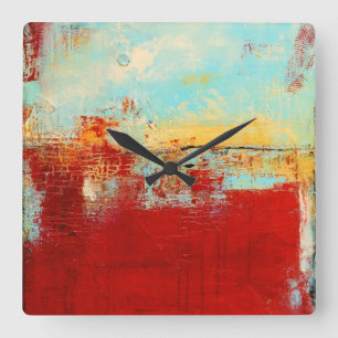 Red Alaskan Abstract Square Wall Clock