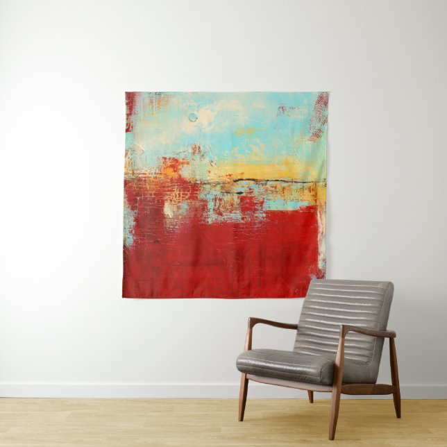 Red Alaskan Abstract Tapestry (In Situ)