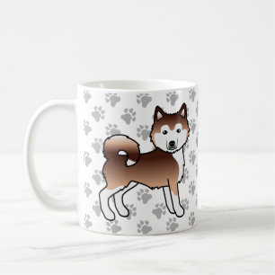 Red Alaskan Malamute Cute Cartoon Dogs & Paws Coffee Mug