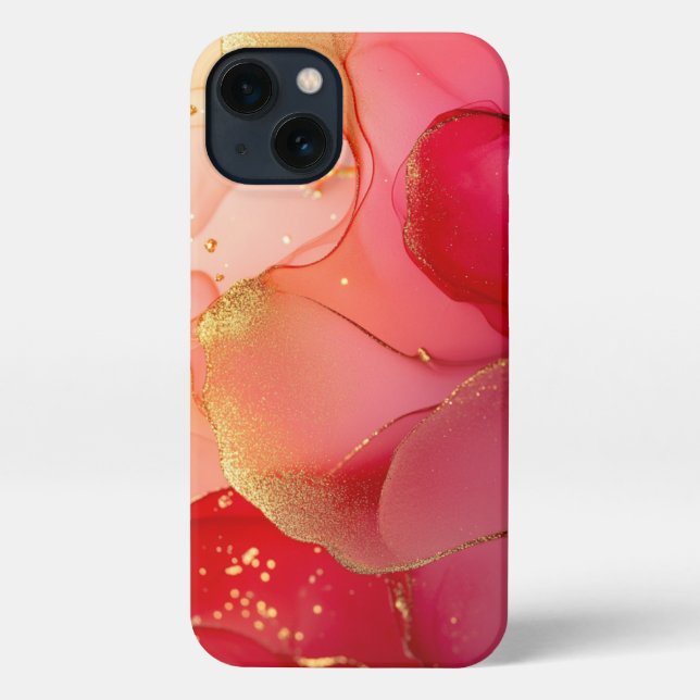 red alcohol ink mordern art elegant girl iPhone case (Back)