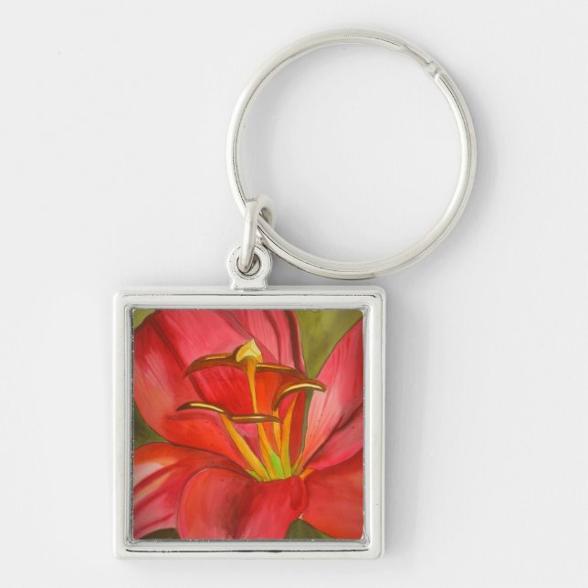 Red Alert lily flower Key Ring (Front)