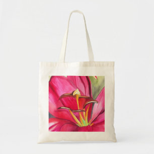 Red Alert lily flower watercolor art painting Tote Bag