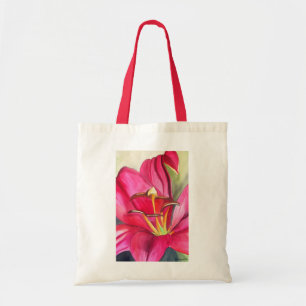 Red Alert Lily watercolor art flower painting Tote Bag