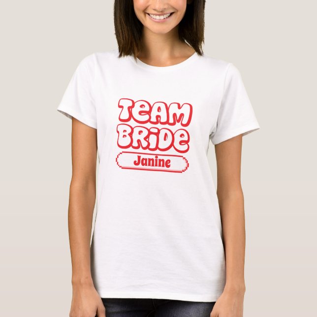 Red Alert: Pixel Perfect Team Bride T-Shirt (Front)