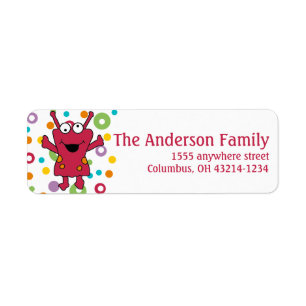 Red Alien Cute Return Address Labels design1