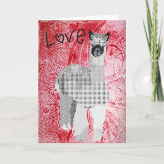 Red Alpaca Love Valentine Holiday Card