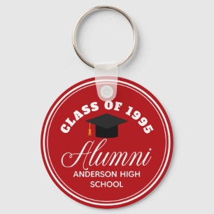 Red Alumni High School Reunion Personalized Key Ring