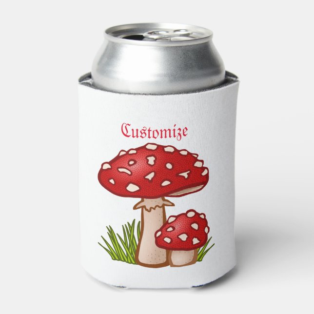 Red Amanita Mushrooms Thunder_Cove Can Cooler (Can Front)