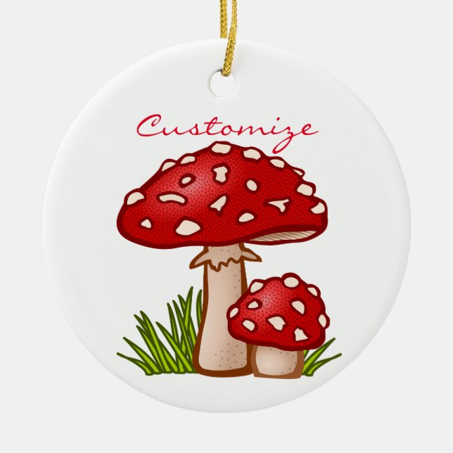 Red Amanita Mushrooms Thunder_Cove Ceramic Tree Decoration (Front)