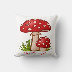 Red Amanita Mushrooms Thunder_Cove Cushion