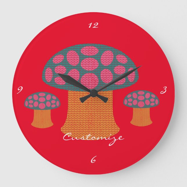 Red Amanita Mushrooms Thunder_Cove  Large Clock (Front)