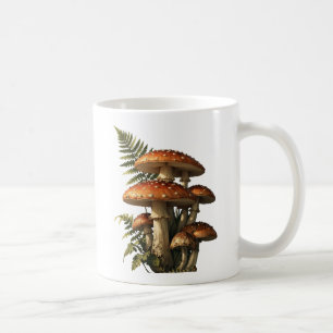 Red Amanita Mushrooms with Fern Botanical Coffee Mug