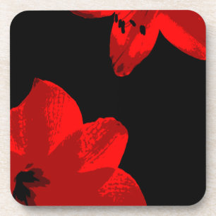 red amaryllis duo coaster