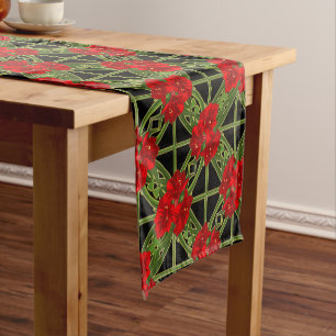 Red Amaryllis Floral Print Christmas Table Runner