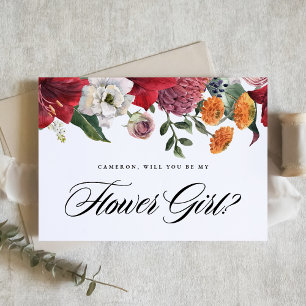 Red Amaryllis Floral Will You Be My Flower Girl