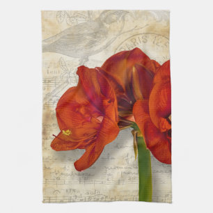 Red Amaryllis Kitchen Towel