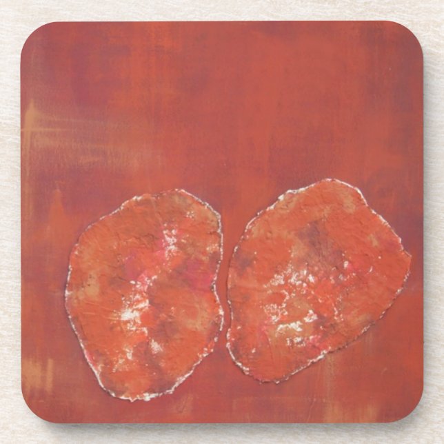 Red Ameoba Cork Coaster (Front)