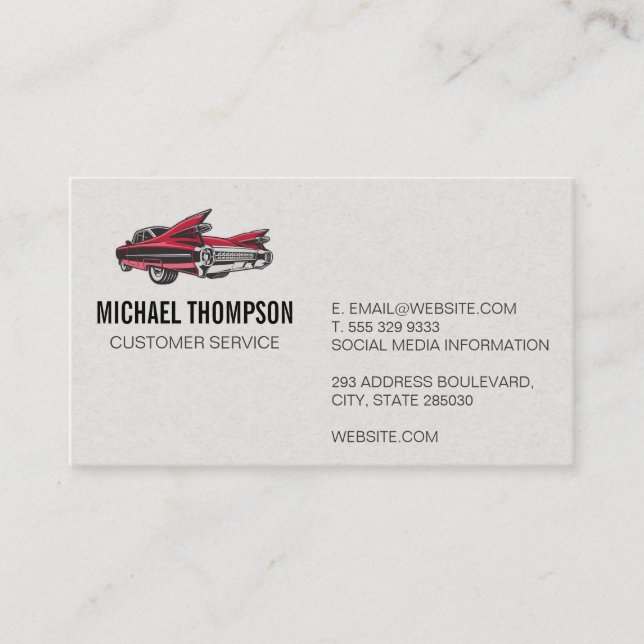 Red American Classic Car Business Card (Front)