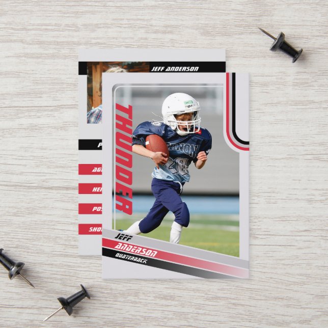 Red American Football Trading Card For Kids