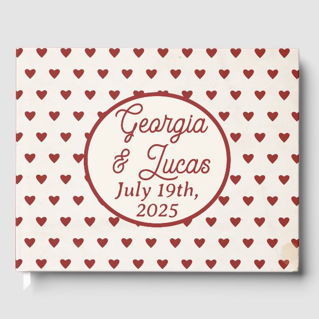 Red Americana Sweethearts Wedding Guest Book (Front)