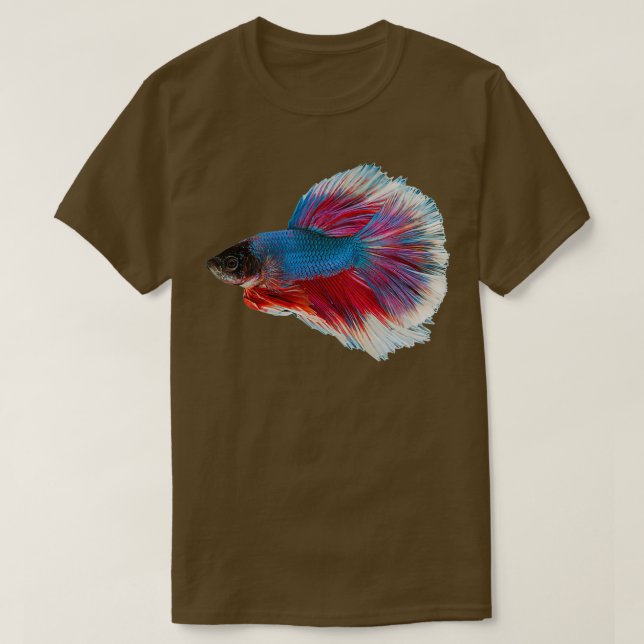 Red amp Blue Betta Siamese Fighting Fish Aquarium  T-Shirt (Design Front)