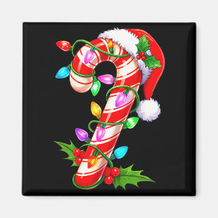 Red &amp; White Candy Cane Crew Christmas Santa Ha Magnet