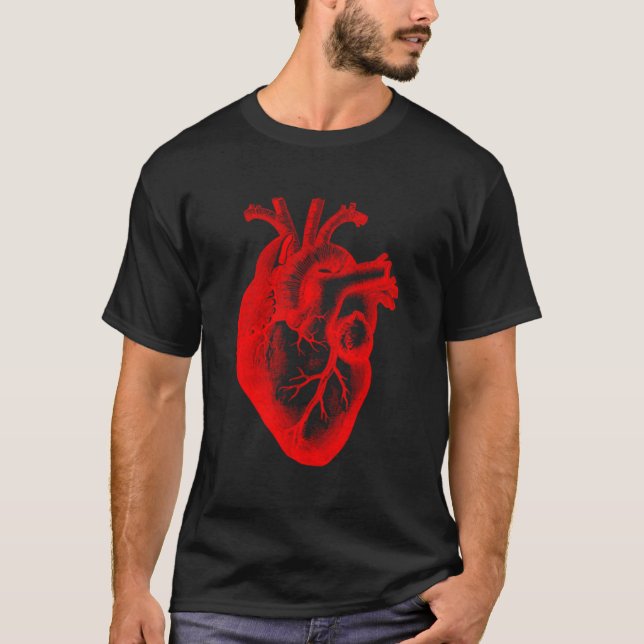 Red Anatomical Heart Design T-Shirt (Front)