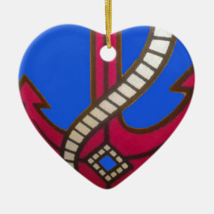 Red Anchor Art Print Ceramic Tree Decoration