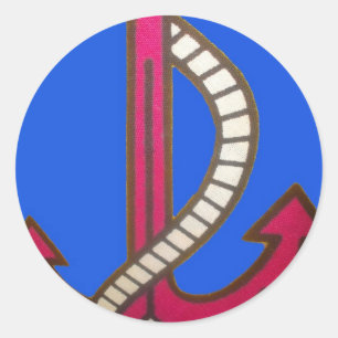 Red Anchor Art Print Classic Round Sticker