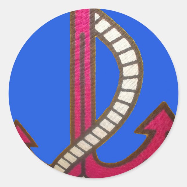 Red Anchor Art Print Classic Round Sticker (Front)