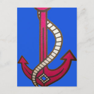 Red Anchor Art Print Postcard