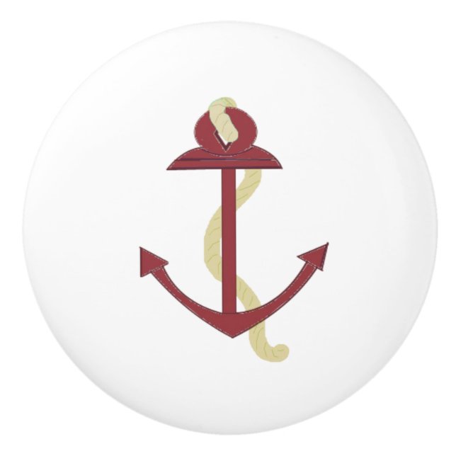 Red Anchor Ceramic Knob (Front)