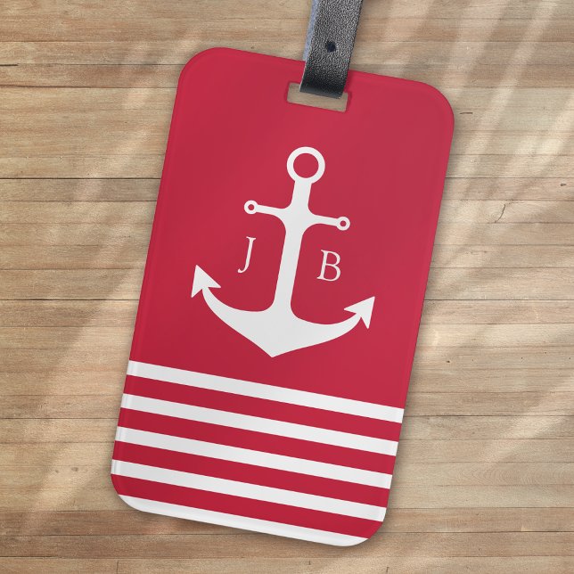 Red Anchor Monogram Cruise Ship Luggage Tag (Creator Uploaded)