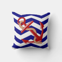 Red Anchor Nautical Chevron Stripes