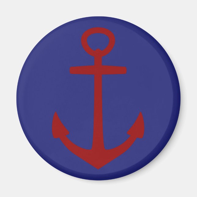 Red Anchor on Blue Nautical Magnet (Front)