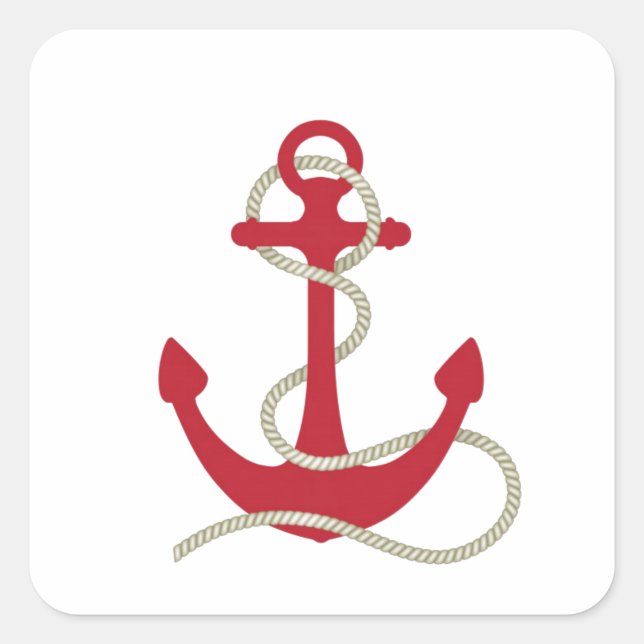 Red Anchor Square Sticker (Front)