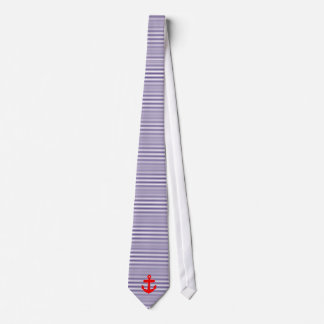 Red Anchor with Navy Blue Breton Stripes Tie
