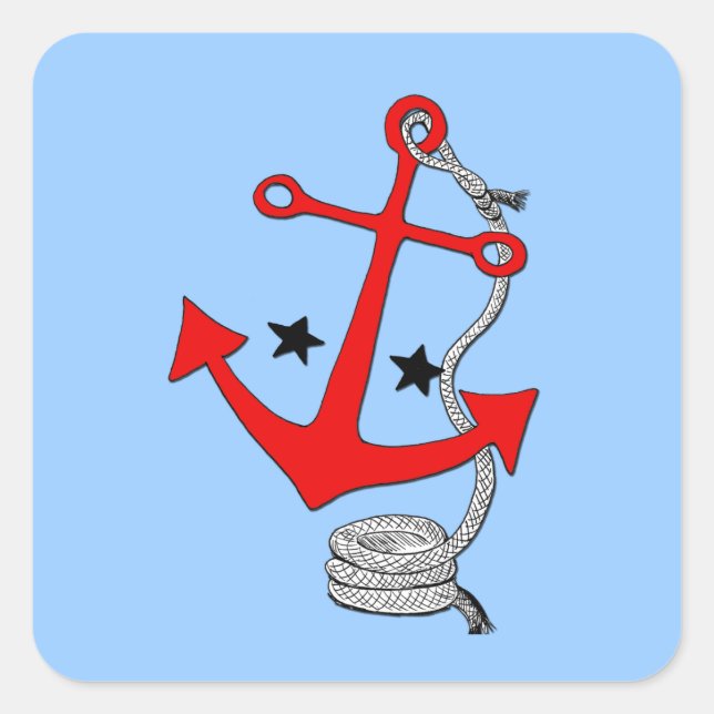 Red Anchors (for  ) Square Sticker (Front)