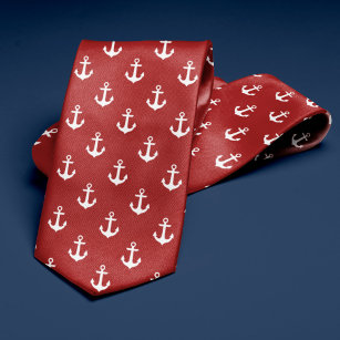 Red Anchors Pattern Tie