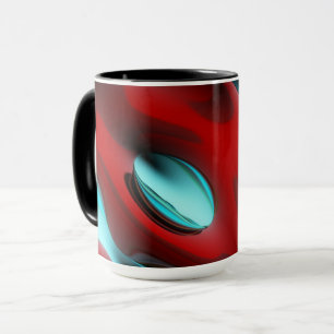Red and Aqua Abstract Mug