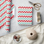 Red and Aqua Christmas Zigzag Chevron Stripes Wrapping Paper<br><div class="desc">Custom designed wrapping paper with a cute modern preppy chevron stripes pattern. Click the Customise It button to add your own text or images to create a unique one of a kind design! Get creative and use this fun patterned paper for more than just gift wrap. It's also great for...</div>