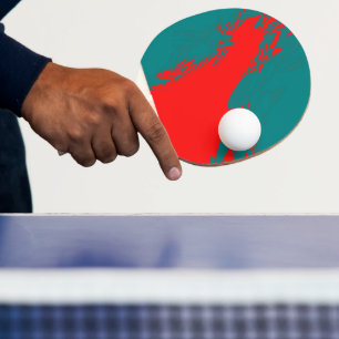 Red and Aqua Ping Pong Paddle