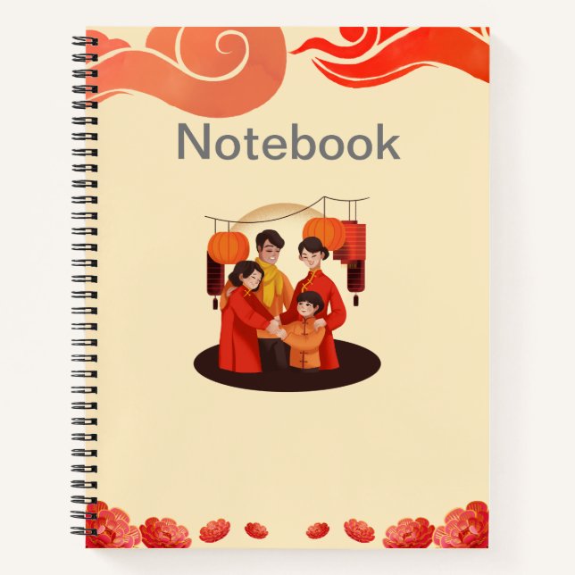 Red and Beige  8.5" x 11" Spiral Notebook (Front)
