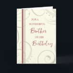 Red and Beige Brother Birthday Card<br><div class="desc">Birthday card for brother with modern and simple red and beige design and thoughtful verse.</div>